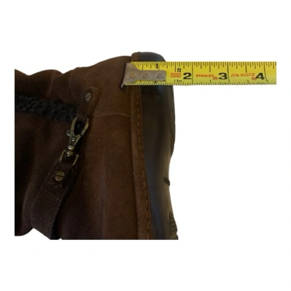 Lands End Warm Faux‎ Sherpa Winter Boots Chocolate Dark Brown Suede Size 7.5